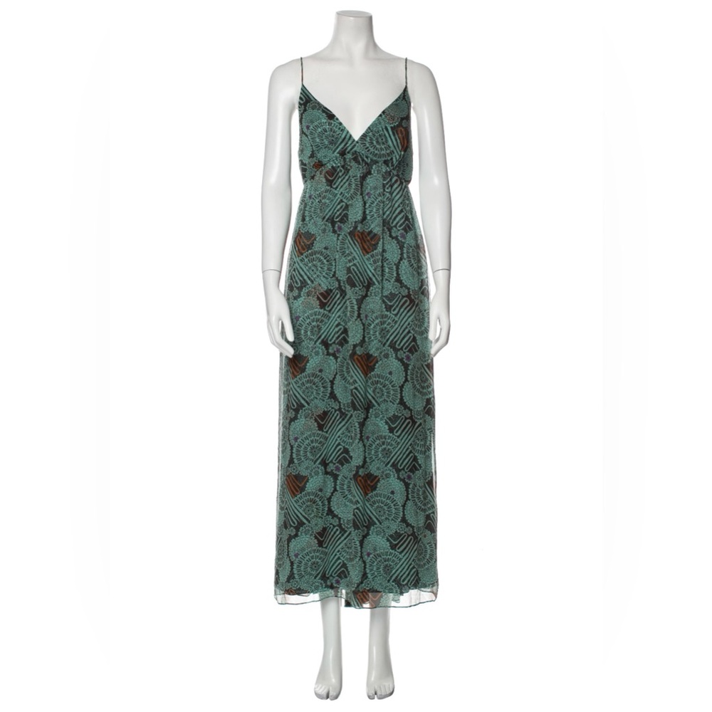 Tibi | Patterned 100% Silk Maxi Slip Dress, Size 6